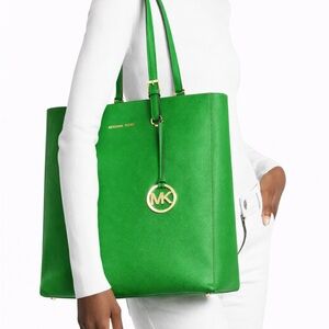 Michael Kors  Green Tote bag large purse gold MK
